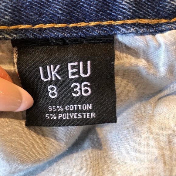 Nasty Gal wide leg high rise denim jean medium wash two waist button options s4 - Picture 6 of 7